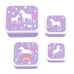SET 4 CAJAS ALMUERZO UNICORNIOS